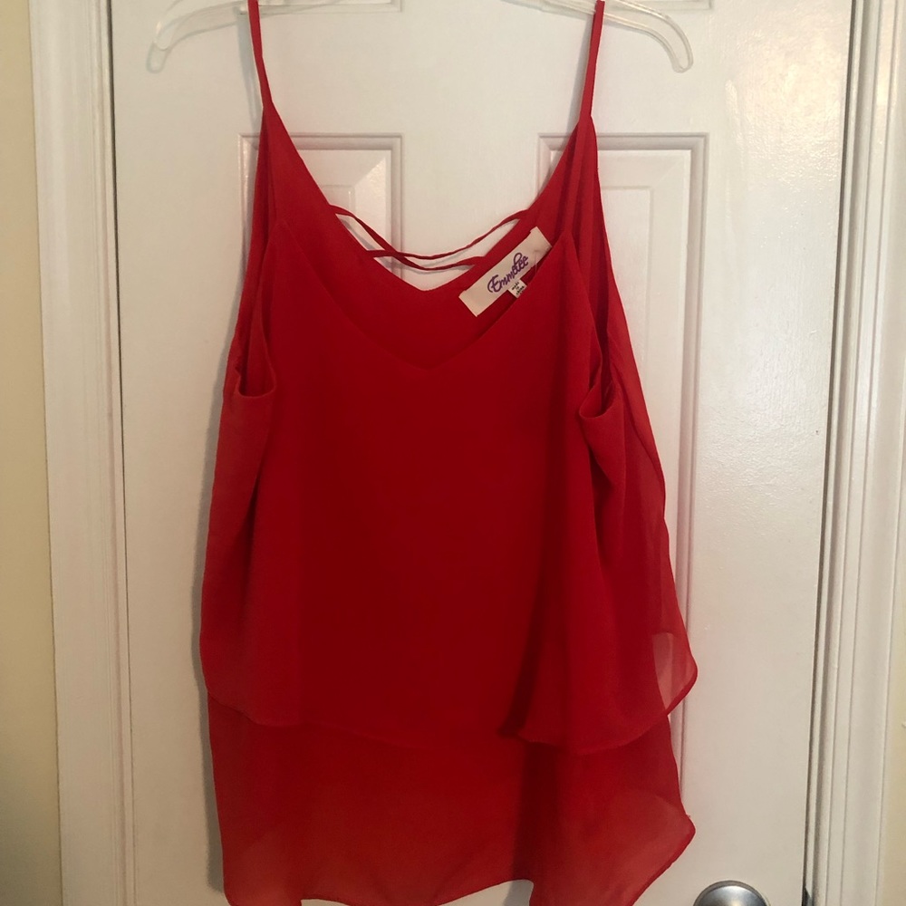 Red Chiffon Tank Top